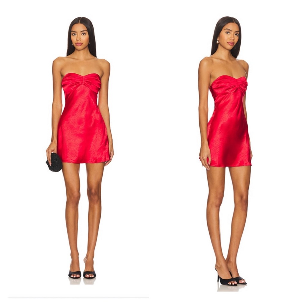 MORE TO COME Paloma Strapless Dress in Red